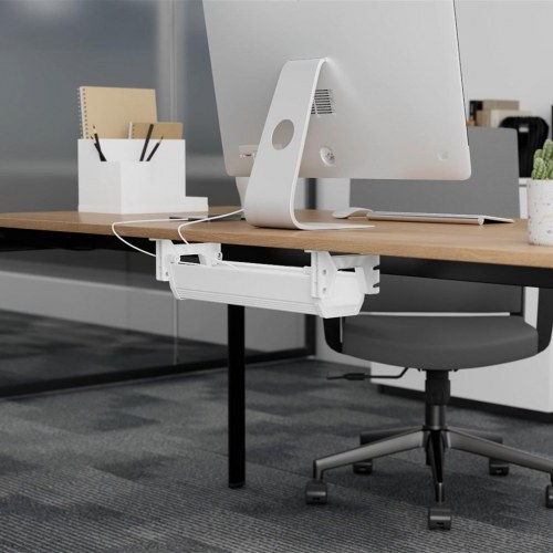 Kabelbakke under bord – Maclean, hvid (maks. 5 kg)