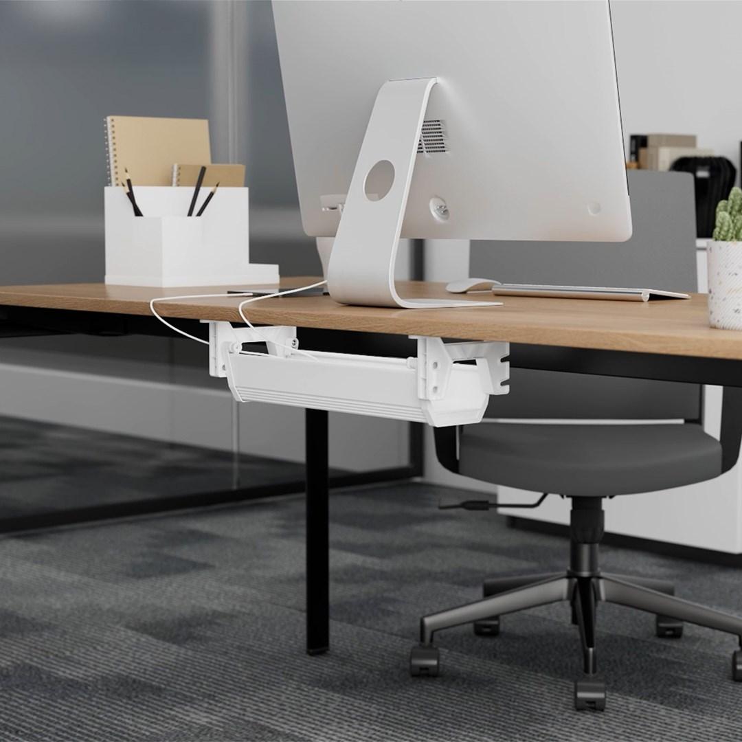 Kabelbakke under bord – Maclean, hvid (maks. 5 kg)