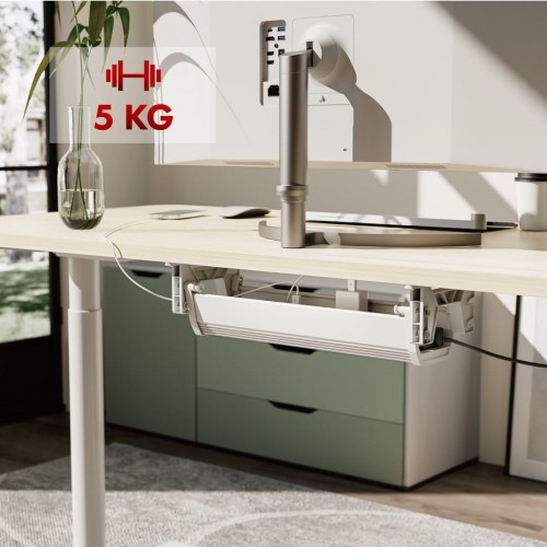 Kabelbakke under bord – Maclean, hvid (maks. 5 kg)