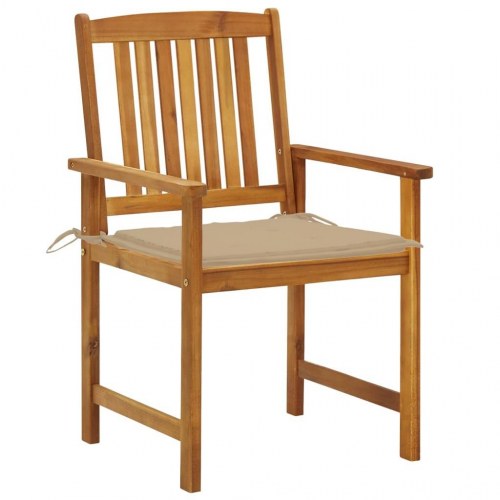 Havestole med hynder - 4 stk. i massivt akacietræ, beige
