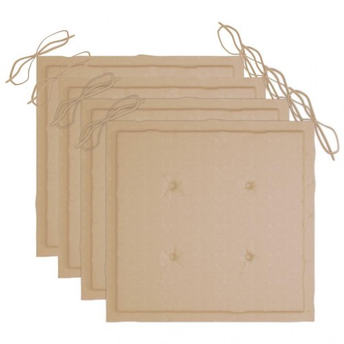 Havestole med hynder - 4 stk. i massivt akacietræ, beige