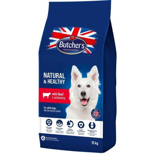 Hundefoder tørfoder Butcher's Natural & Healthy med oksekød 15 kg