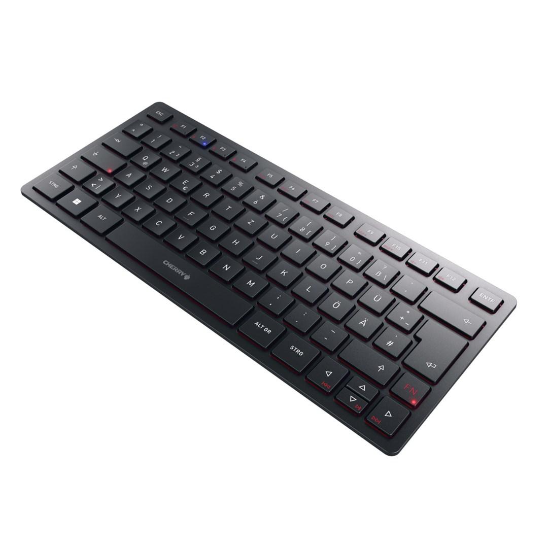 Tastatur trådløst/USB Cherry KW 9200 Mini QWERTZ Tysk – Sort billede