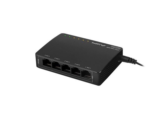 Netværksswitch Lanberg PoE 5‑port Gigabit (60 W) billede
