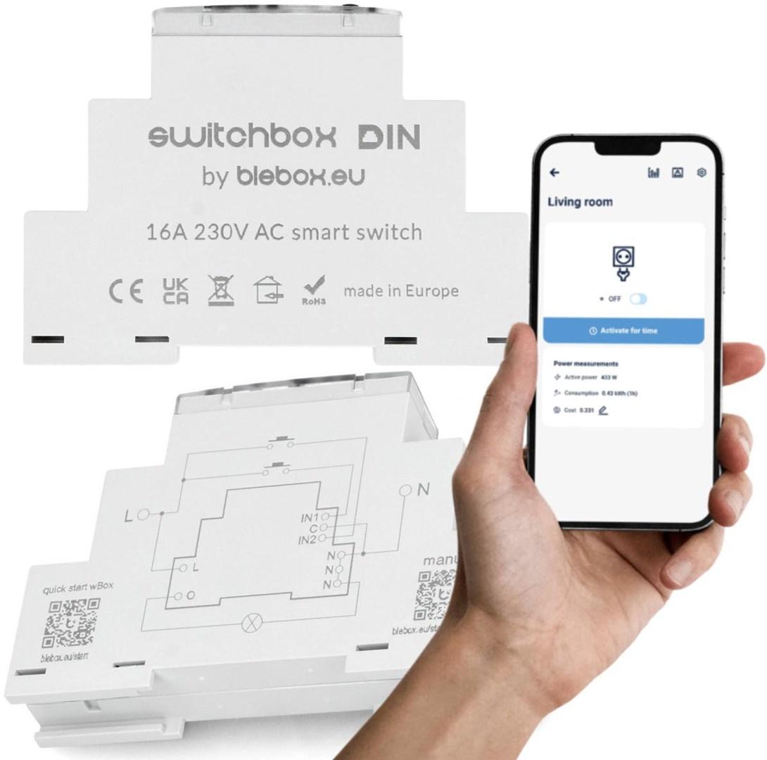 Smart switch DIN - Blebox switchbox relæmodul