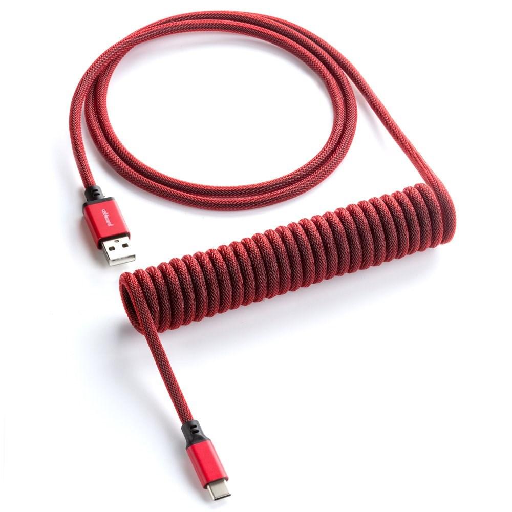 USB-kabel USB-A til USB-C 1,5 m - cablemod - Rød, vinkelstik, spiral billede