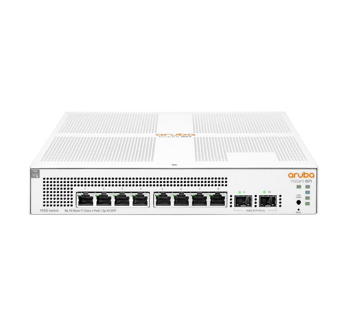 Netværksswitch Aruba Instant On 1930 L2+ Gigabit PoE, 8 porte, 1U, hvid