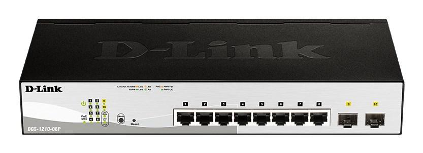 Netværksswitch D-Link DGS-1210-08P L2 Gigabit PoE, sort