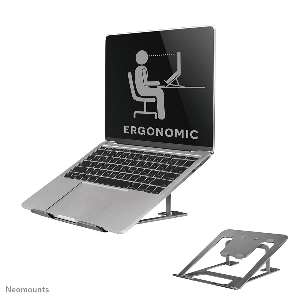 Laptop stander til bærbar 10–17" – Neomounts, foldbar og kompakt, grå billede