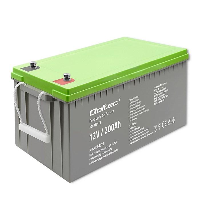 Batteri deep cycle gel 12V 200Ah - Qoltec 53079