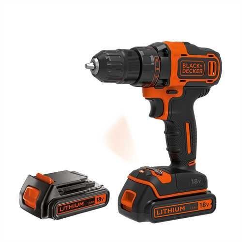 Akku boremaskine 18 V - Black & Decker BDCDD186KB, nøglefri, sort/orange billede