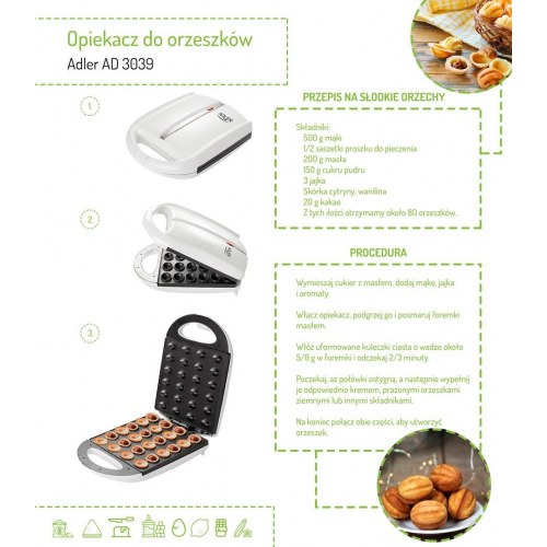 Kagemaskine til småkager/peanutkager 24 stk – Adler AD 3039, hvid