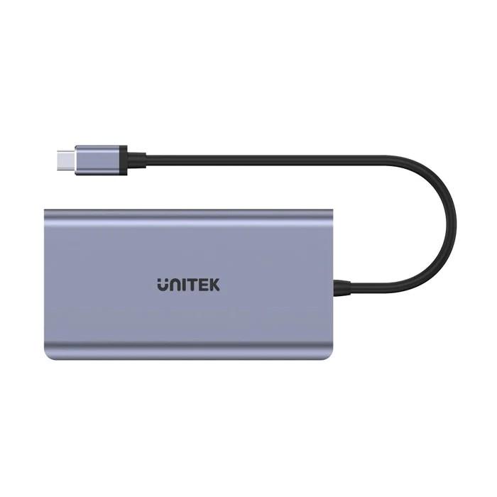 USB-C hub – UNITEK D1019B 8-i-1 med 4K HDMI, RJ-45 og kortlæser