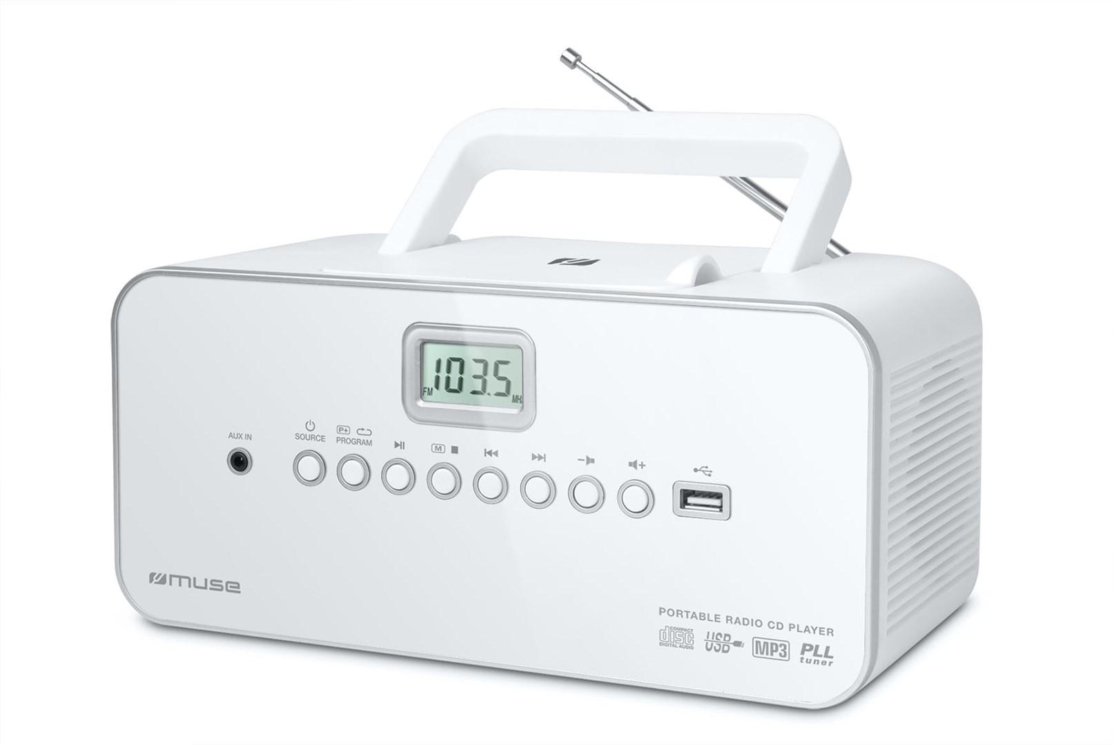 Bærbar radio med CD/MP3-afspiller og USB - Muse M-28RDW (hvid) billede