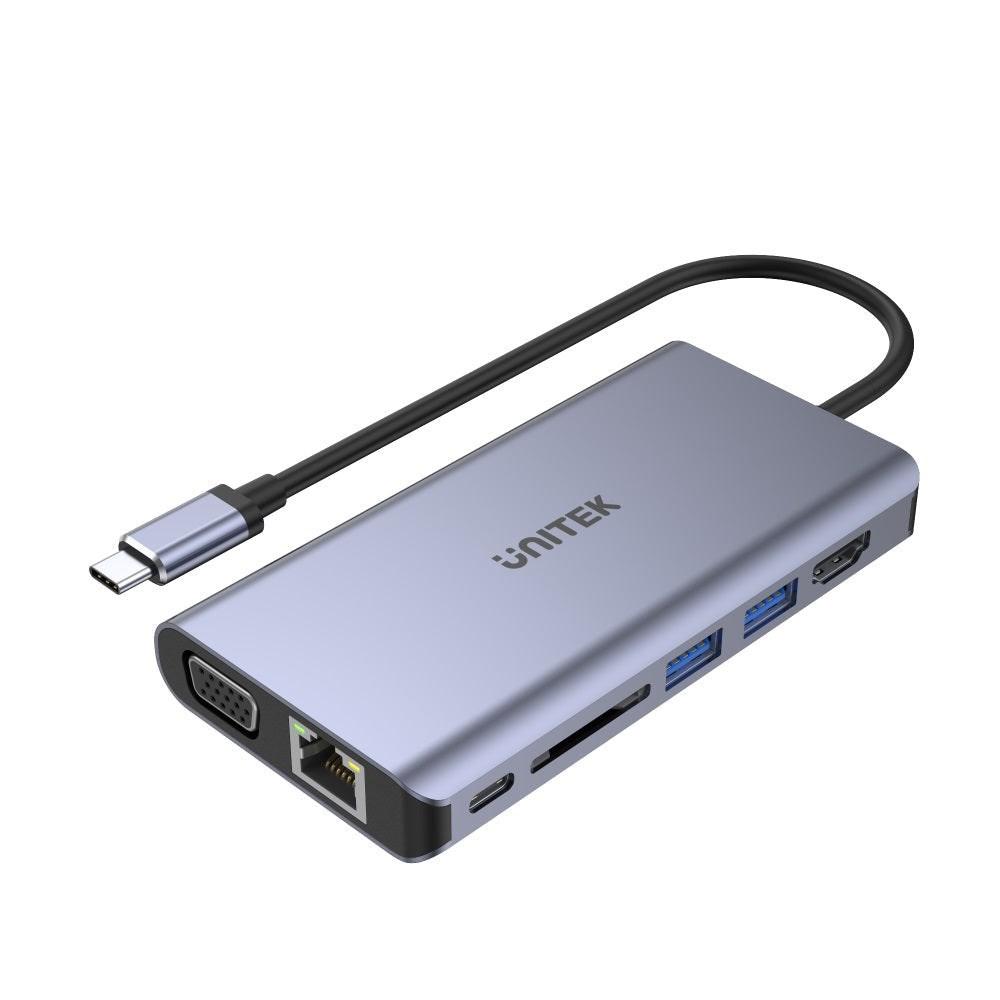 USB-C hub UNITEK uHUB O8+ 10-i-1 – Space Grey billede