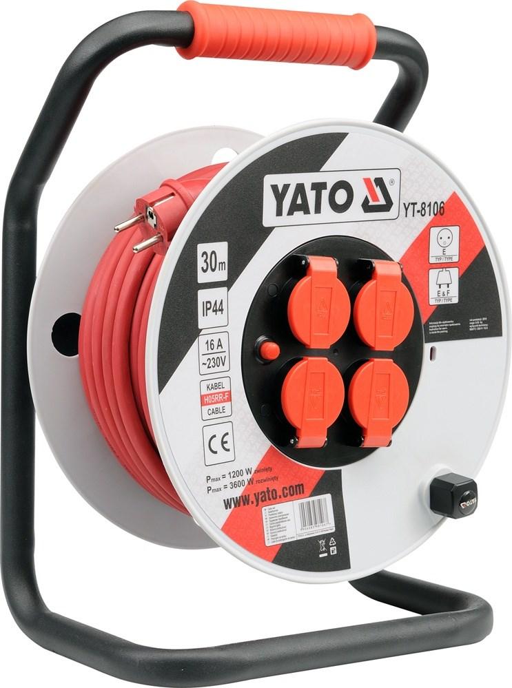 Kabeltromle 30 m - YATO YT-8106, 4 udtag, IP44