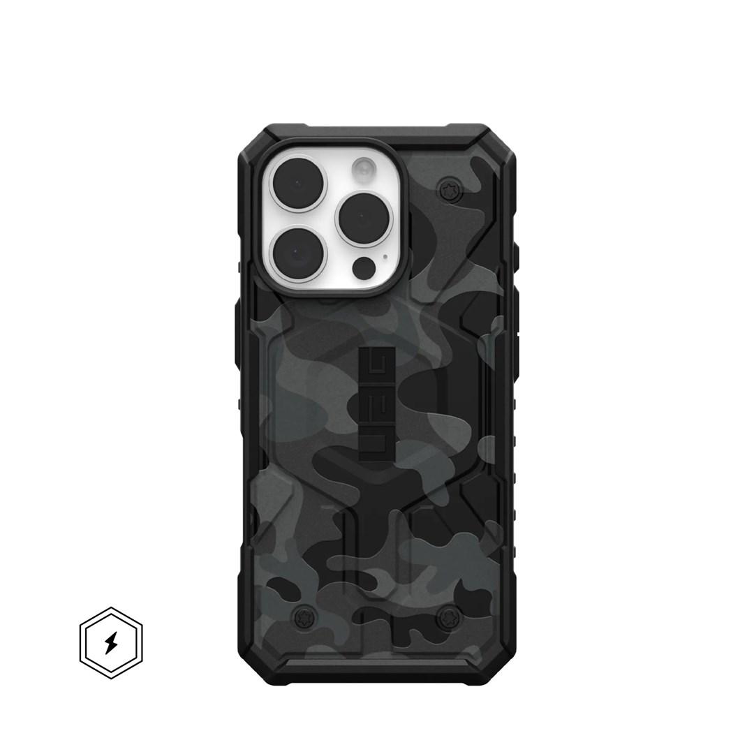 Mobilcover til iPhone - Urban Armor Gear Pathfinder SE, 6,3", sort/grå camo, MagSafe