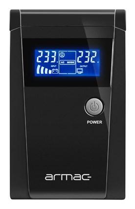 UPS strømforsyning – Armac O/650E/LCD, Line‑Interactive, 0,65 kVA / 390 W, 2 Schuko udtag