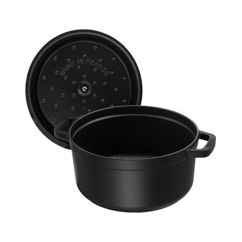 Gryde i støbejern rund 24 cm – STAUB, 3,8 l, sort
