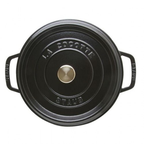 Gryde i støbejern rund 24 cm – STAUB, 3,8 l, sort