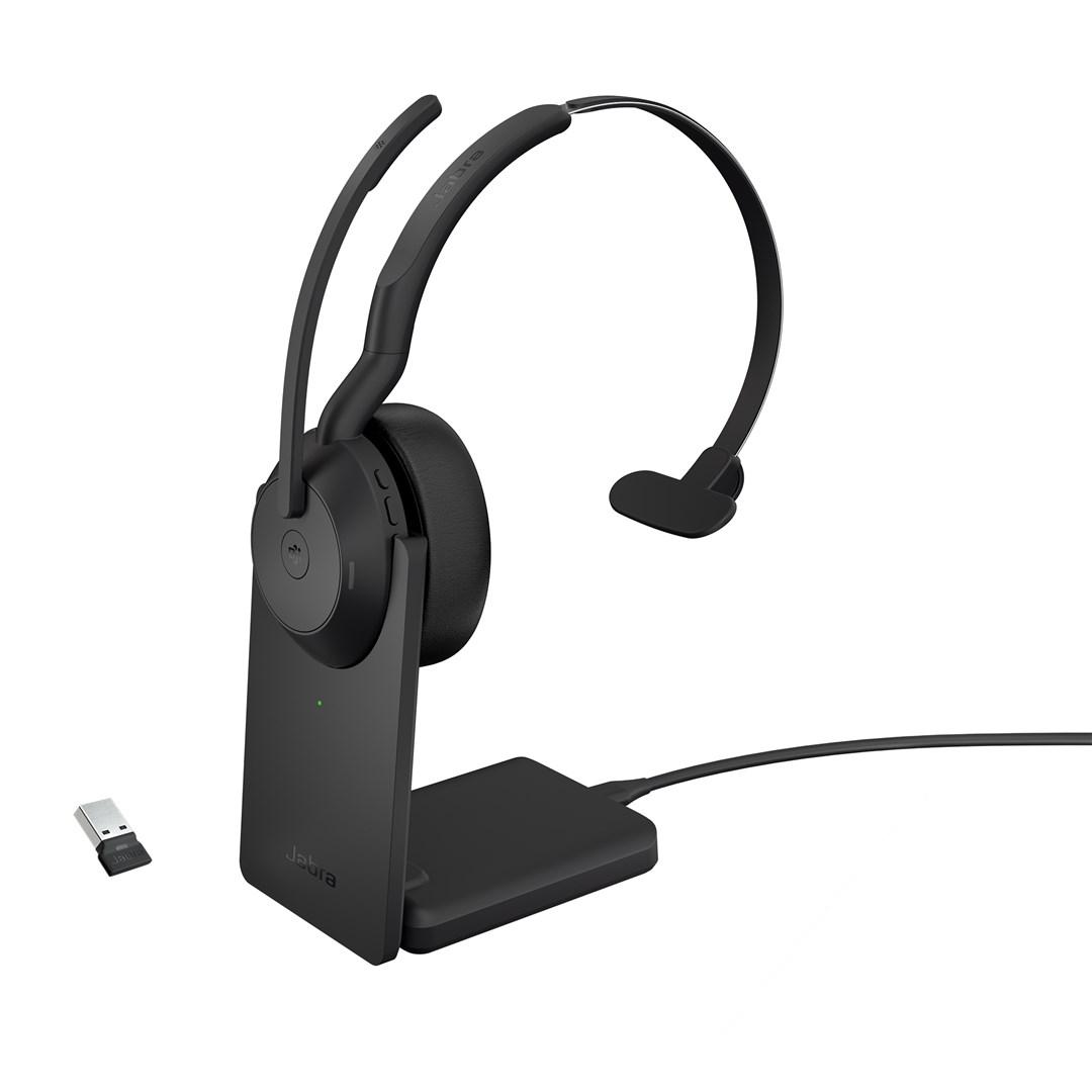 Trådløst headset Jabra Evolve2 55 Link380a MS Mono med stand