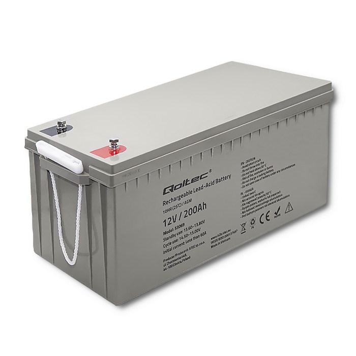 QOLTEC 53069 AGM baterija 12V 200Ah maks. 3000A
