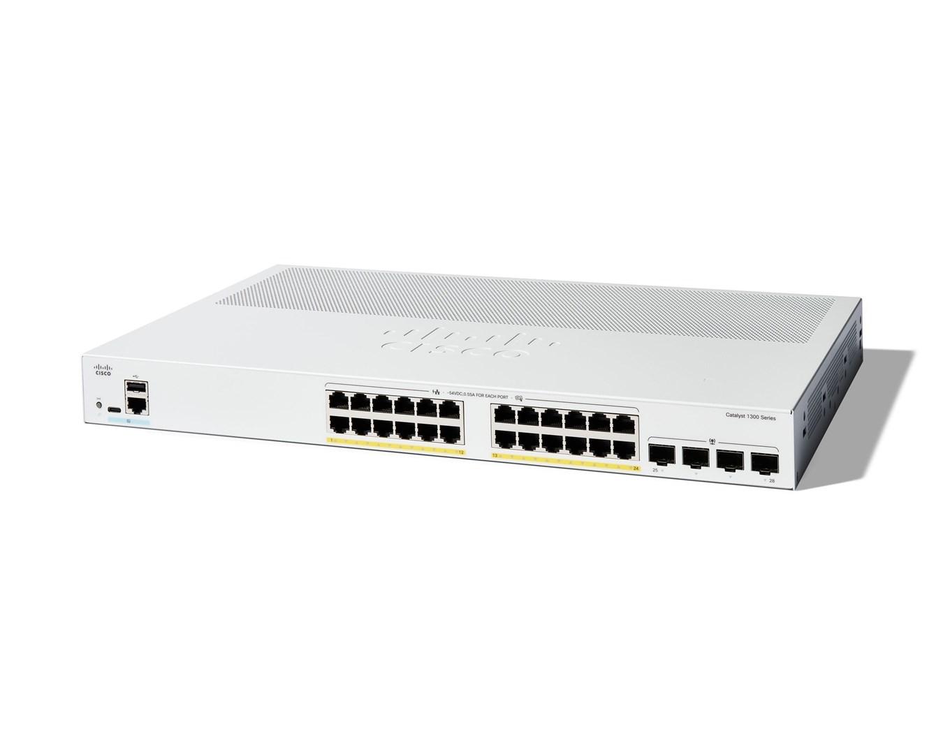 Netværksswitch Cisco Catalyst 1300-24P-4G - 24x GE PoE, 4x SFP, Managed billede