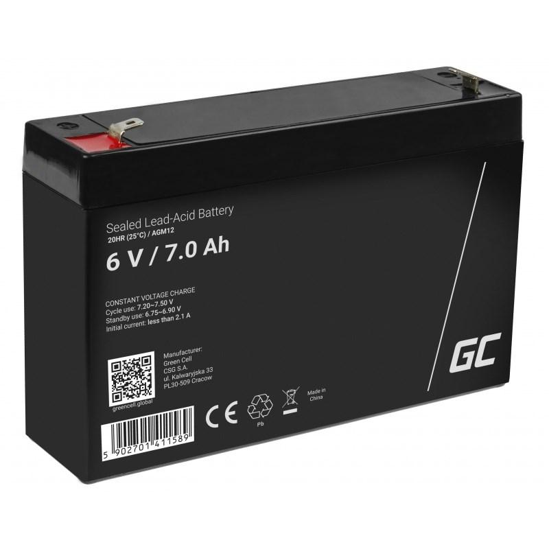 Batteri 6 V AGM - Green Cell 7,0 Ah (VRLA) billede