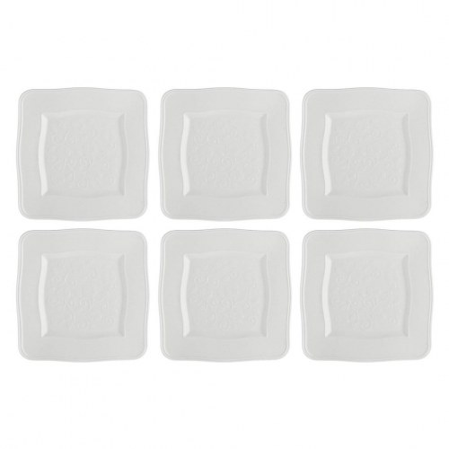 Tallerkener sæt 6 stk LA PORCELLANA BIANCA Florentina – firkantede, hvid, 20 cm
