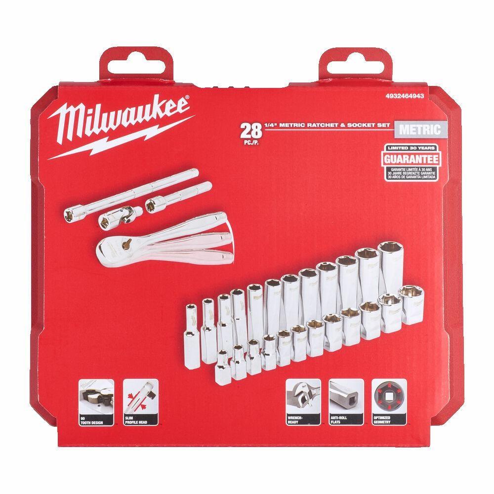 Topnøglesæt 1/4" - MILWAUKEE, metrisk, 28 dele