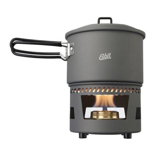Termoflaske/cookset - ESBIT gryde 1,5 l med spritbrænder, aluminium, sort