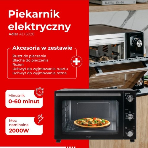 Miniovn Adler AD 6028 - 60 l, sort