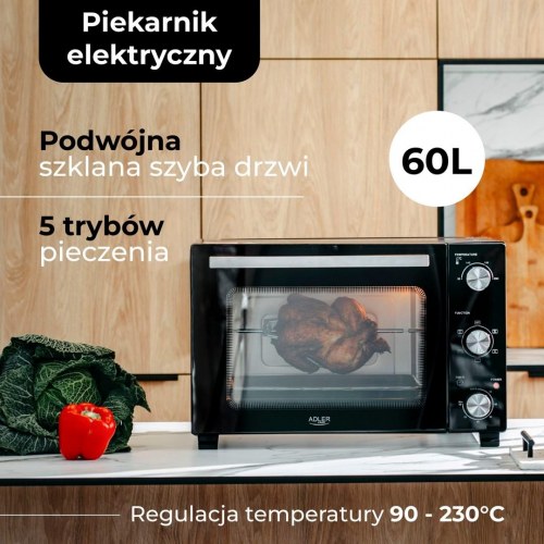 Miniovn Adler AD 6028 - 60 l, sort