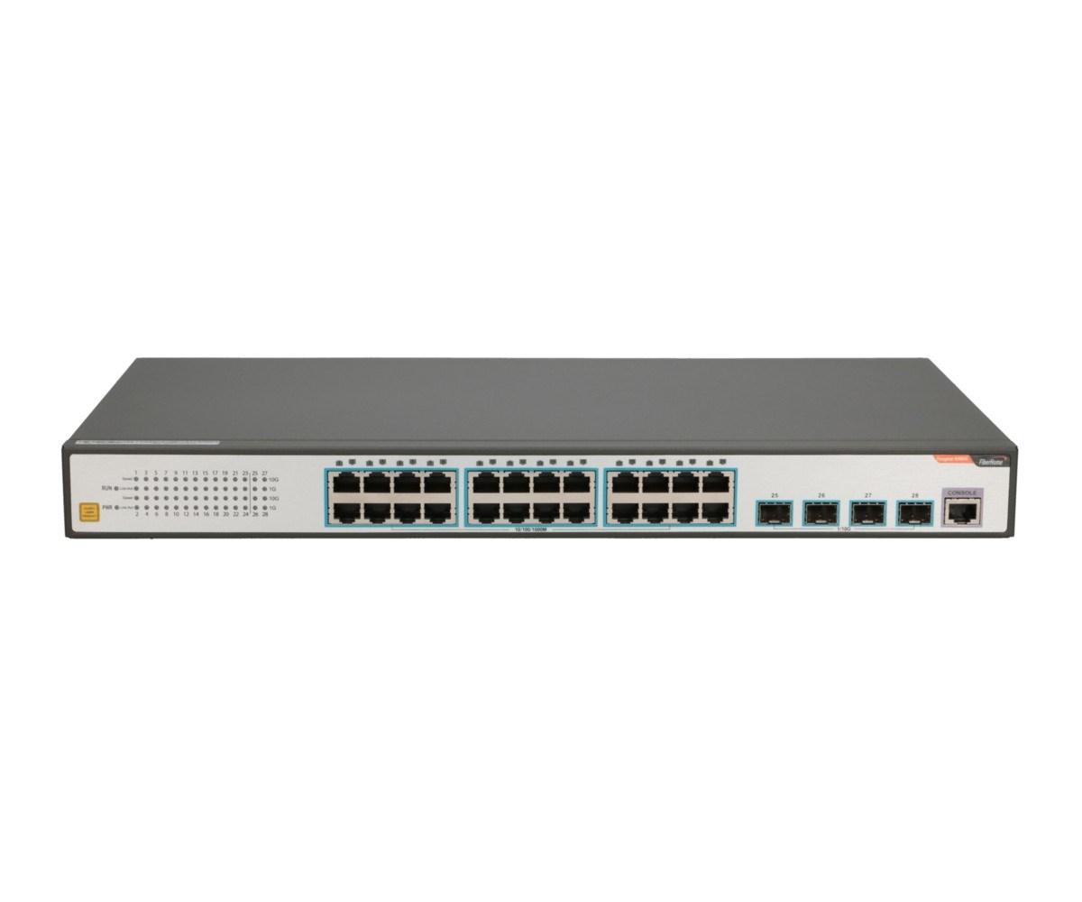 Netværksswitch FiberHome S4820-28T-X-AC Managed L2/L3 24x Gigabit + 4x SFP+, 1U, sort/grå