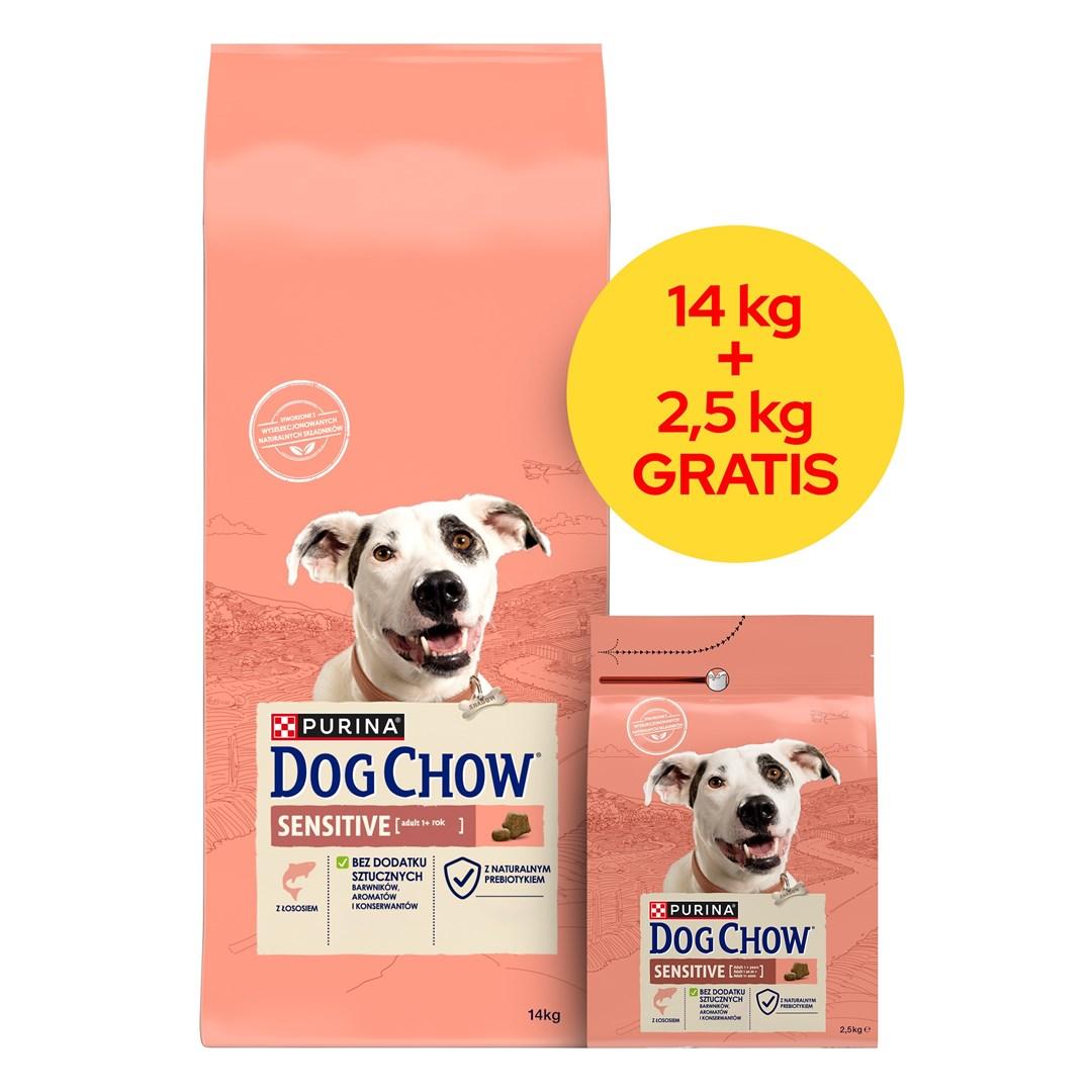 Hundefoder tørfoder Purina Dog Chow Sensitive laks 14 + 2,5 kg