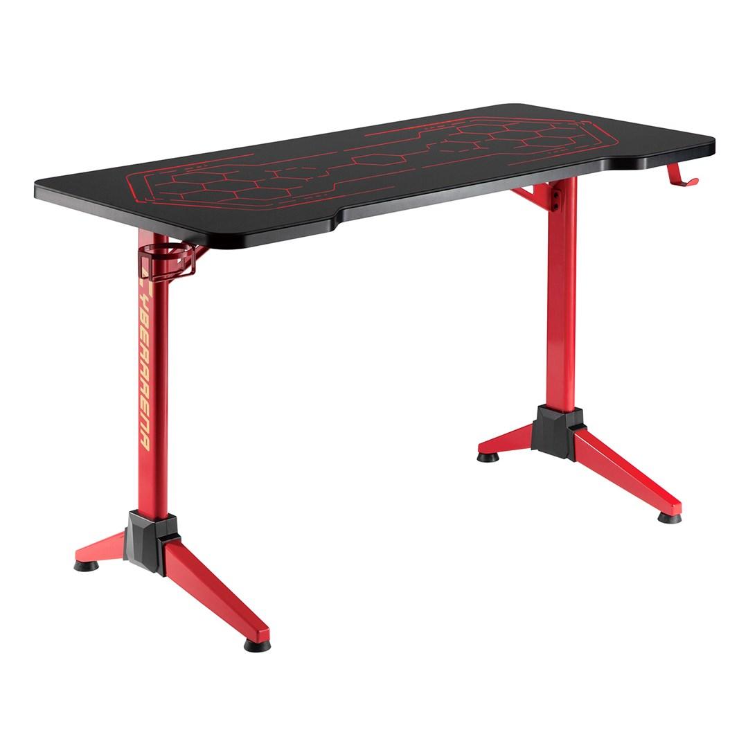 Gaming bord Maclean RGB LED, sort/rød, Large 120×60 cm, 100 kg, højde 76 cm