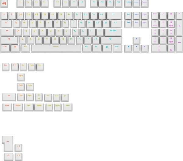 Glorious PC Gaming Race GPBT baggrundsbelyste keycaps ANSI-layout US PBT dye-sub - Weiß (GLO-KB-ACC-KC-GPBT-LIT-WHT-US)