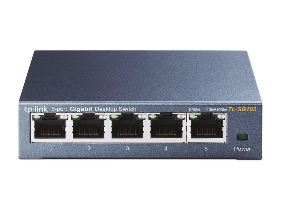 Netværksswitch gigabit 5‑port – TP-Link TL‑SG105 desktop