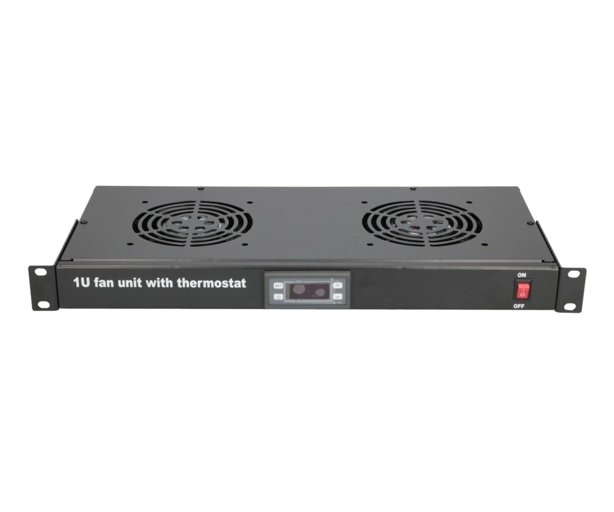 Rack kølepanel 1U - Extralink 19" med 2 blæsere og termostat billede