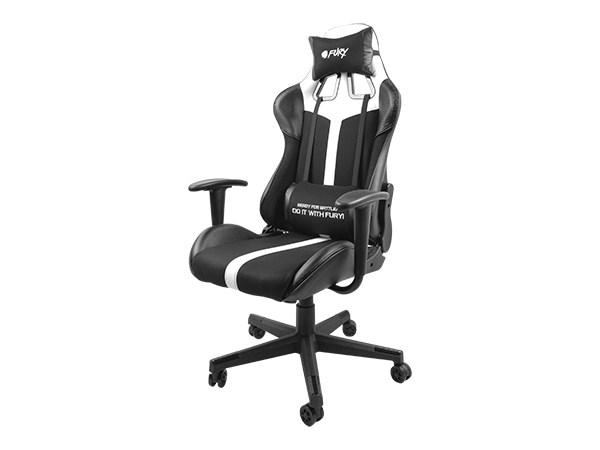 Gamerstol FURY Avenger XL – universel, polstret sæde – sort/hvid