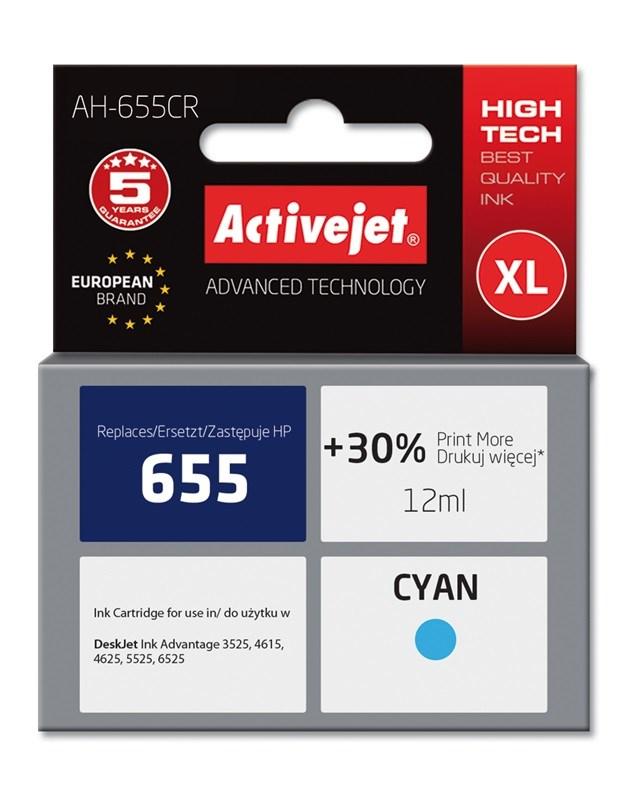 Blækpatron til HP 655 – Activejet Premium XL, cyan, 12 ml billede