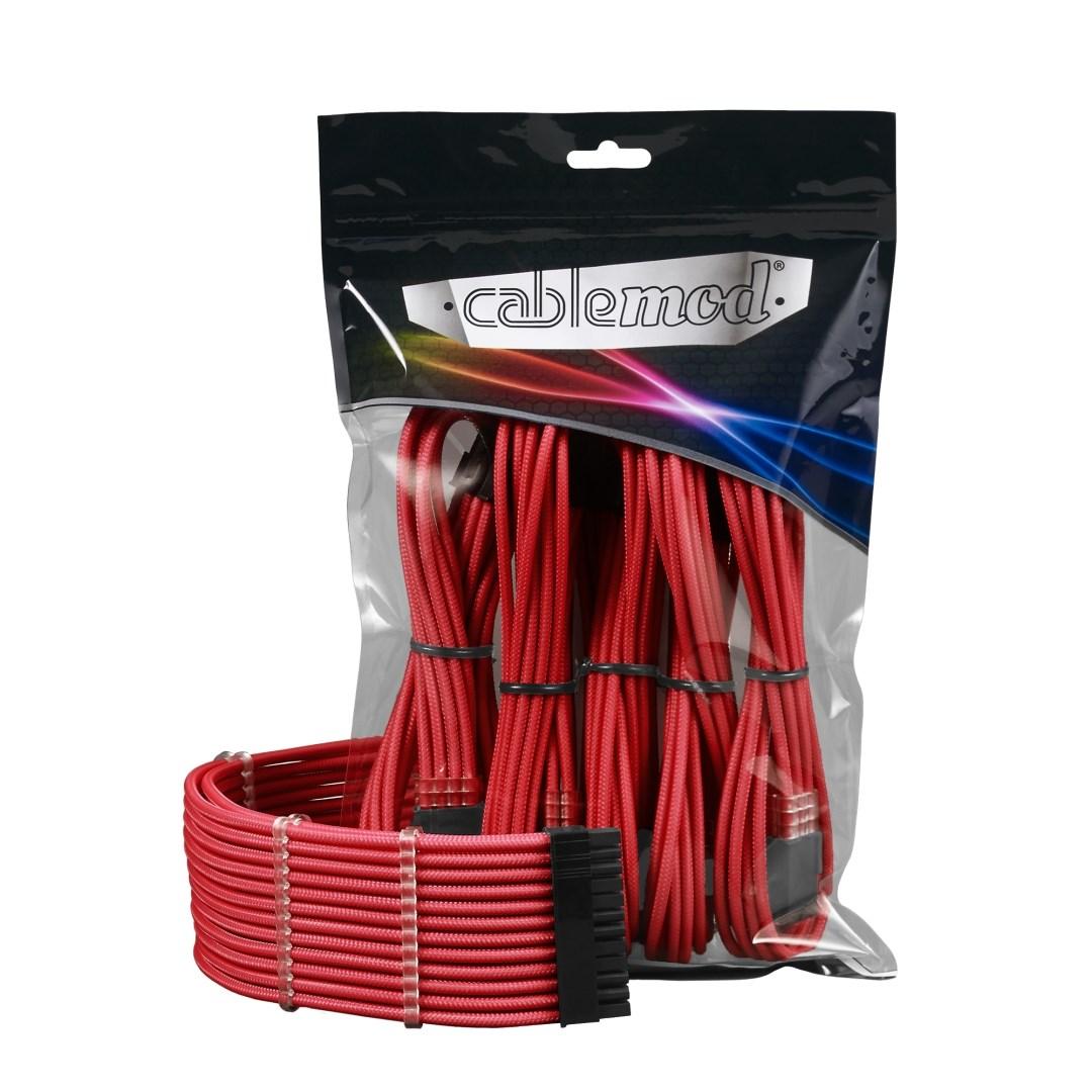 Sleevet PSU-kabelsæt cablemod ModMesh - rød/sort billede
