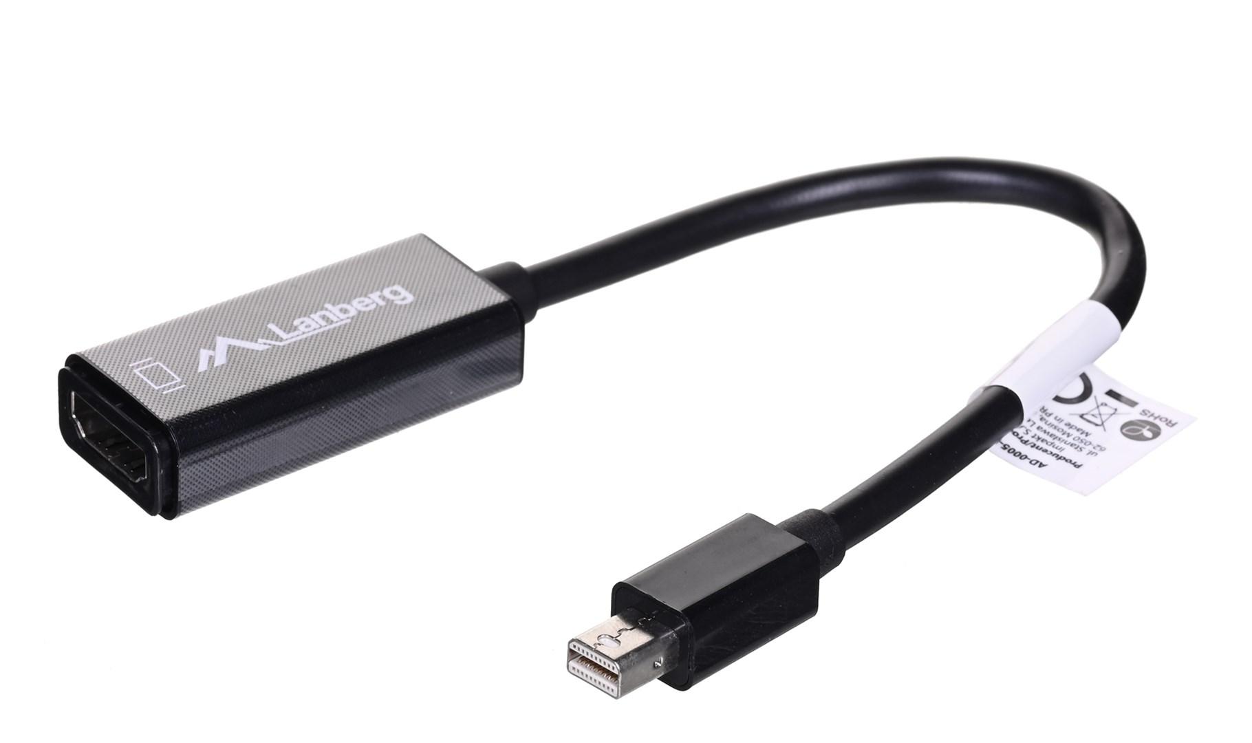 HDMI adapter - Lanberg Mini DisplayPort til HDMI, 0,2 m, sort billede