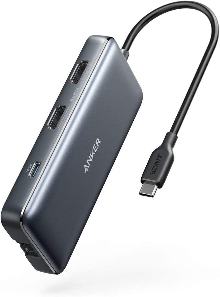 USB-C hub - Anker 8-i-1 med 2×HDMI, RJ-45, SD, USB-A/C, kortlæser, 100 W PD billede