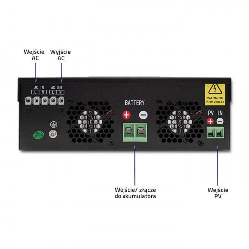 Solcelle inverter hybrid off-grid - Qoltec 3 kVA, 2,4 kW, 80 A, MPPT, sinus