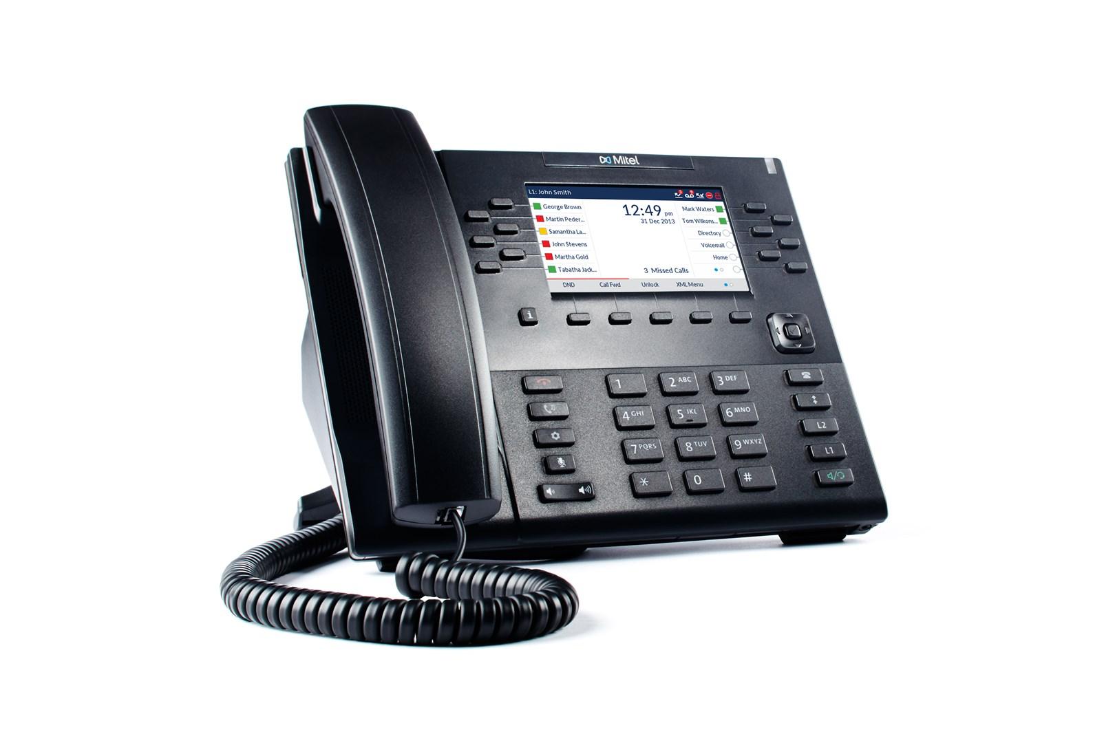 IP-telefon til erhverv – Mitel sort, 24 linjer, LCD 4,3″