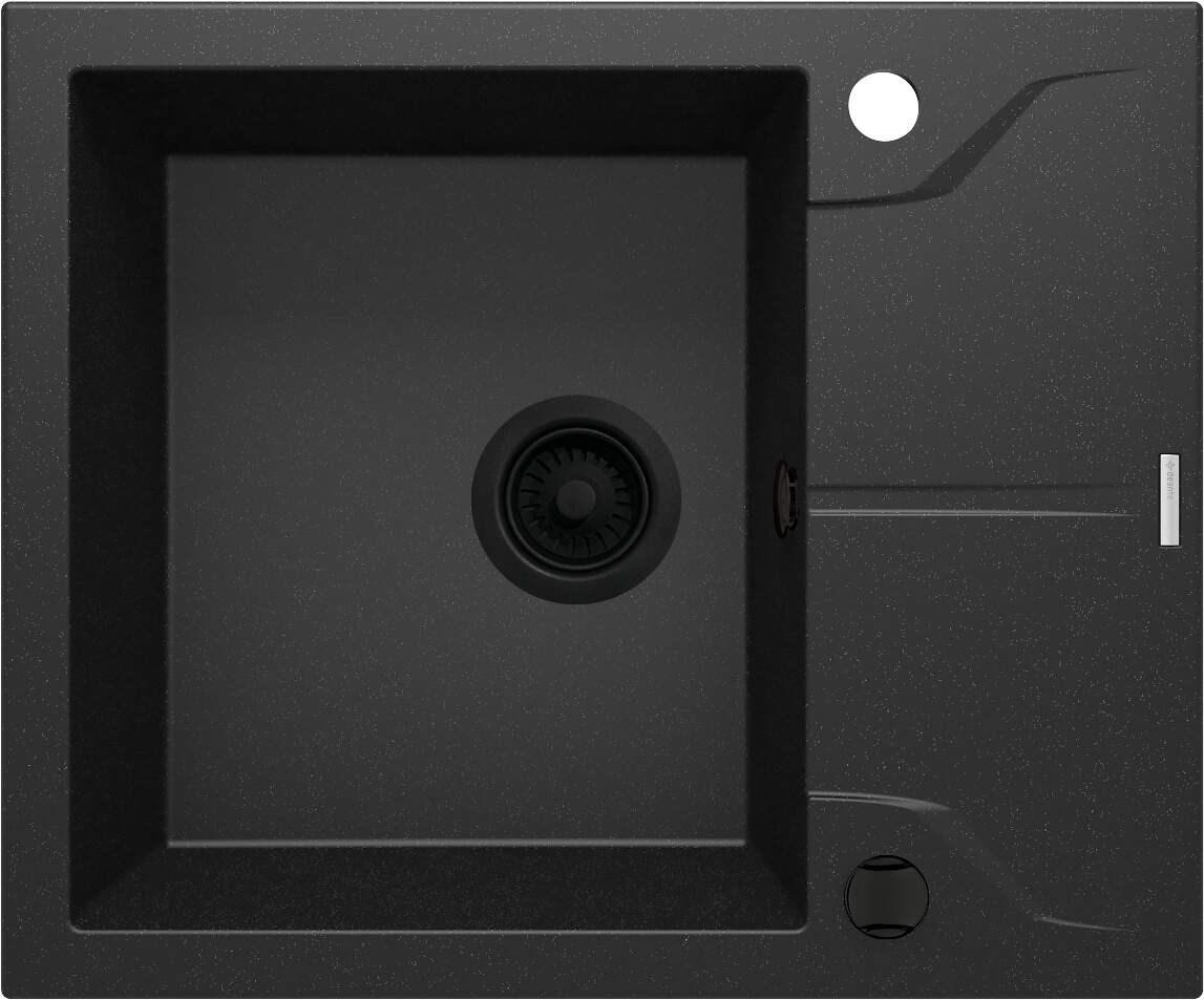 Køkkenvask i granit med afdrypningsplade - deante, 1 kumme