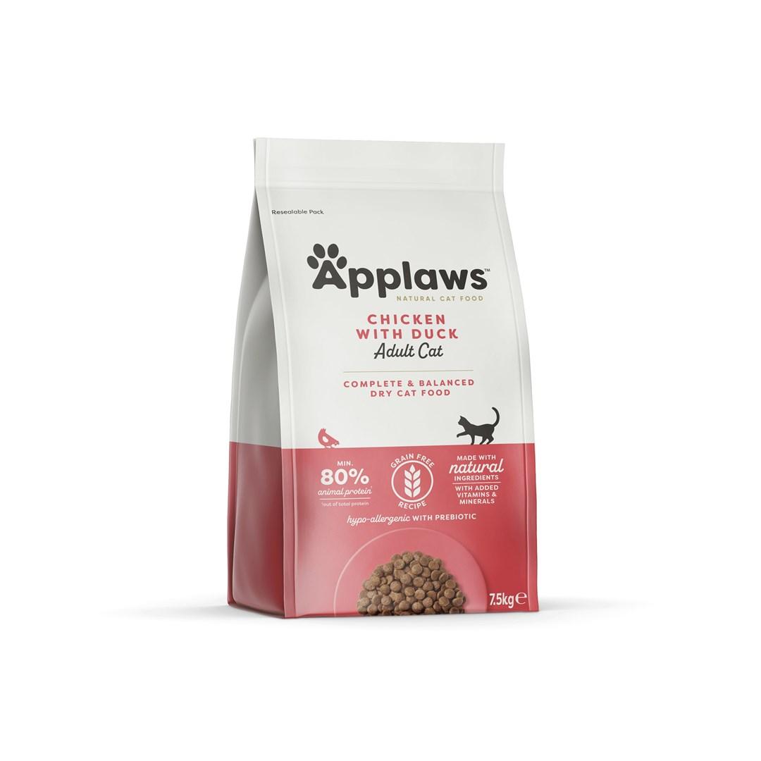 Kattemad tÃ¸rfoder â Applaws kylling med and, 7,5 kg
