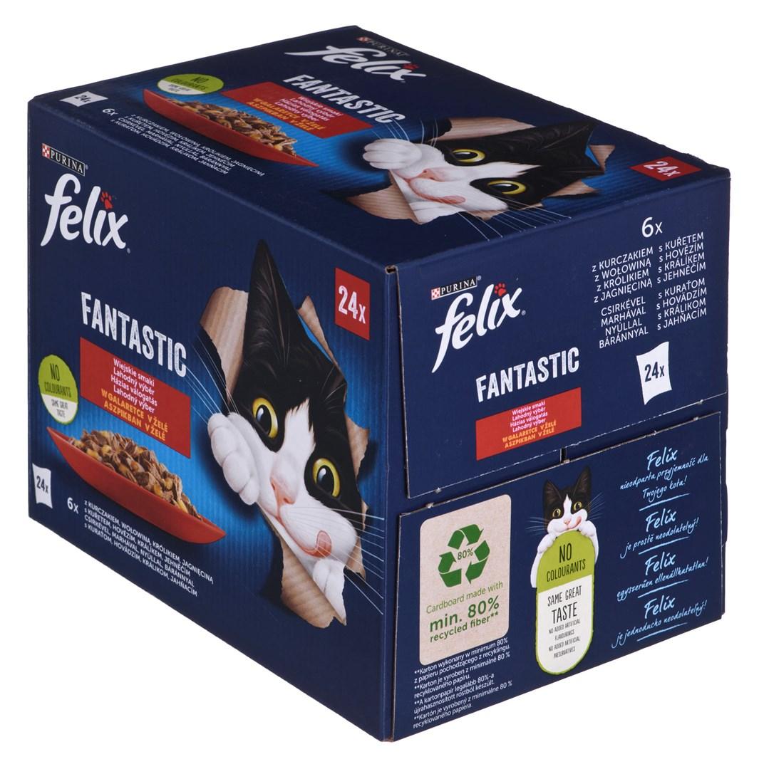 VÃ¥dfoder til kat â Purina Felix Fantastic landlige smage i gelÃ©, 24Ã85 g
