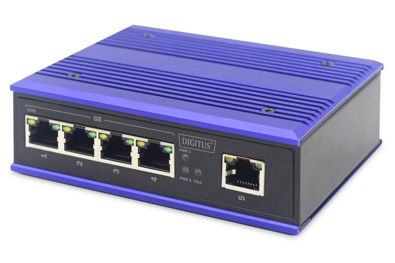 Netværksswitch Gigabit - DIGITUS DN-651118, 5 porte, sort/blå billede
